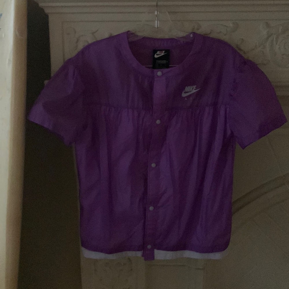 💜 Nike nylon/cotton lined ss snap front jacket/top💜